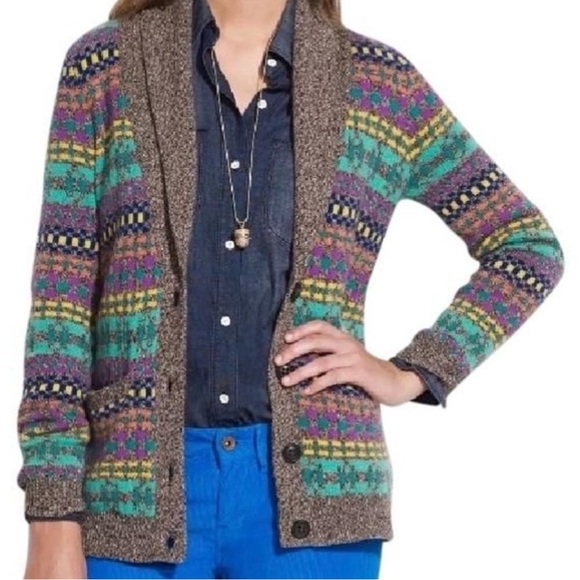 Madewell Sweaters - Madewell Wallace Colorful Shawl Collar Cardigan Merino Wool XS